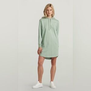 NWT G-Star Raw Lash Fem Loose Hooded Dress Hoodie Iceberg Green | Side XXS